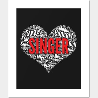 Singer Heart Shape Word Cloud Design graphic Posters and Art